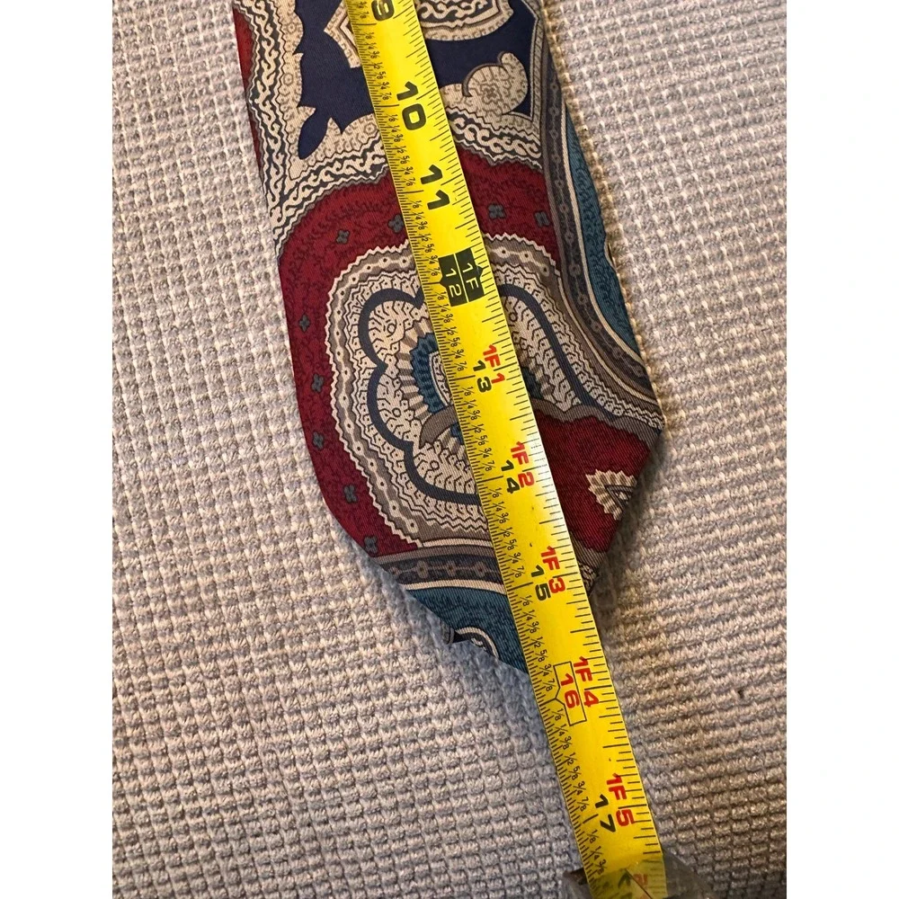 XMI for Nordstrom Mens Silk Tie Hand Sewn Burgundy Navy Large Paisley Print‎